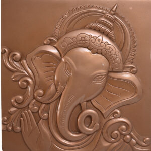 A beautifully hand-carved wooden painting of Lord Ganesha, radiating spiritual grace and artistic excellence.