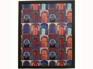 A vibrant digital painting capturing the intricate beauty of a traditional Tunisian door.