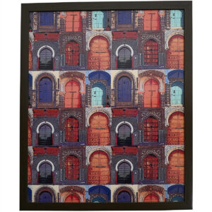 A vibrant digital painting capturing the intricate beauty of a traditional Tunisian door.